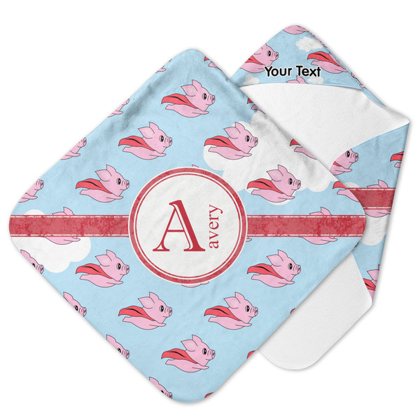 Custom Flying Pigs Hooded Baby Towel (Personalized)