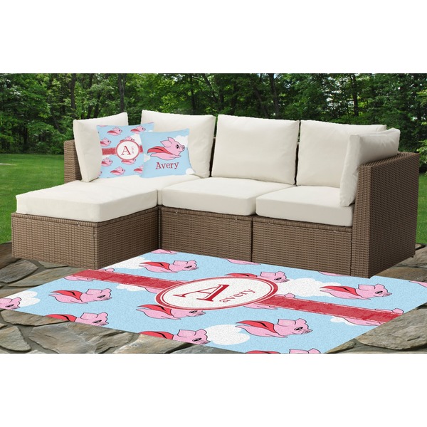Flying Pigs Indoor / Outdoor Rug & Cushions
