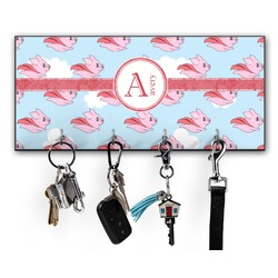 Flying Pigs Key Hanger w/ 4 Hooks w/ Name and Initial
