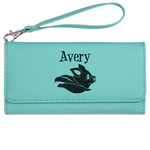 Flying Pigs Ladies Leatherette Wallet - Laser Engraved- Teal (Personalized)