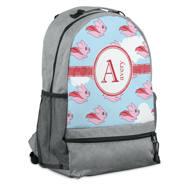Custom Flying Pigs Backpack - Grey (Personalized)