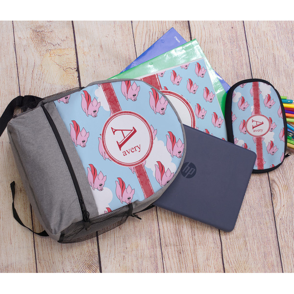 Flying Pigs Large Backpack - Gray - With Stuff