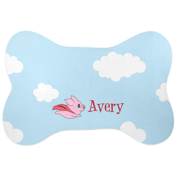 Custom Flying Pigs Bone Shaped Dog Food Mat (Personalized)