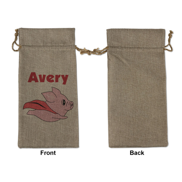 Flying Pigs Large Burlap Gift Bags - Front Approval