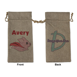 Flying Pigs Large Burlap Gift Bag - Front & Back (Personalized)