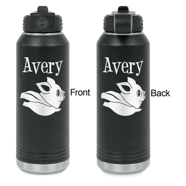 Flying Pigs Laser Engraved Water Bottles - Front & Back Engraving - Front & Back View