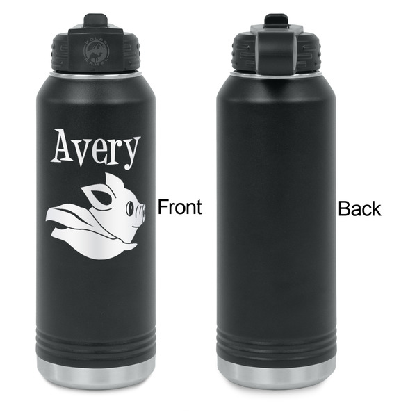 Flying Pigs Laser Engraved Water Bottles - Front Engraving - Front & Back View