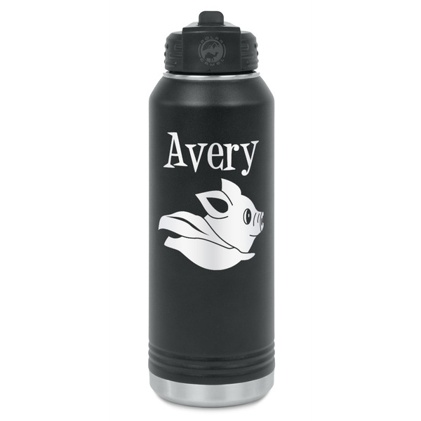 Custom Flying Pigs Water Bottle - Laser Engraved - Front (Personalized)