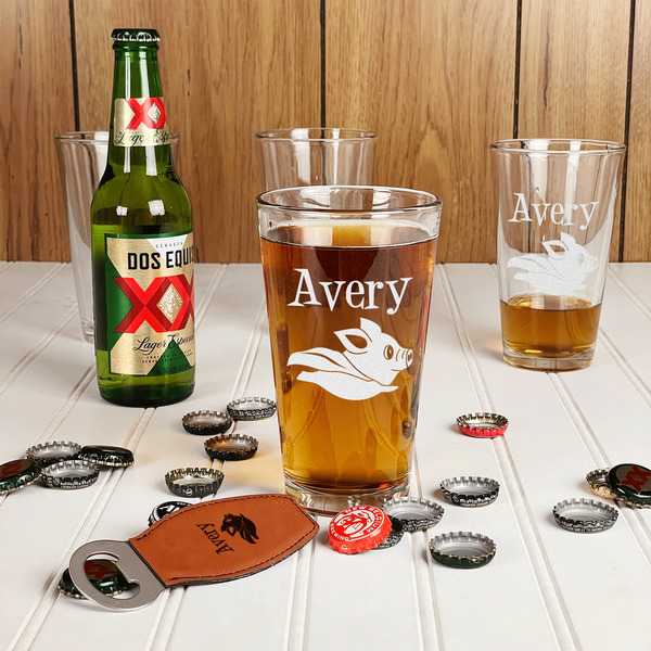 Flying Pigs Leather Bar Bottle Opener - IN CONTEXT