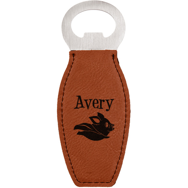 Custom Flying Pigs Leatherette Bottle Opener (Personalized)