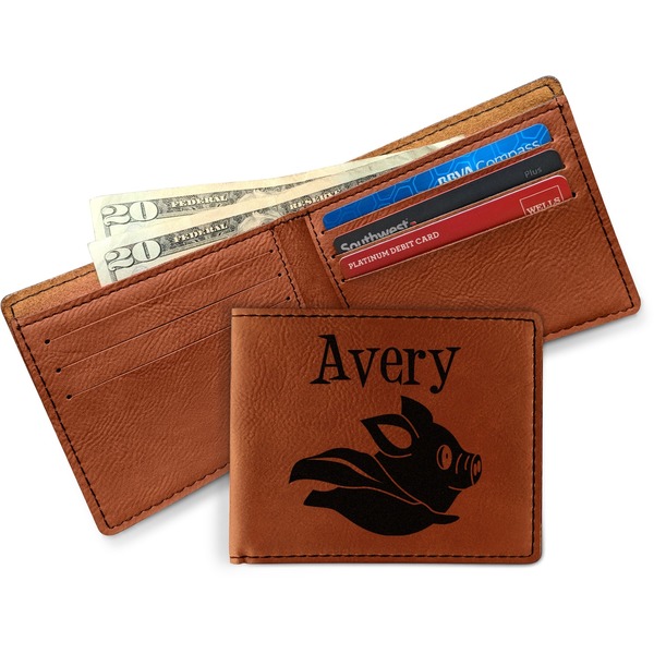 Flying Pigs Leather Bifold Wallet - Main