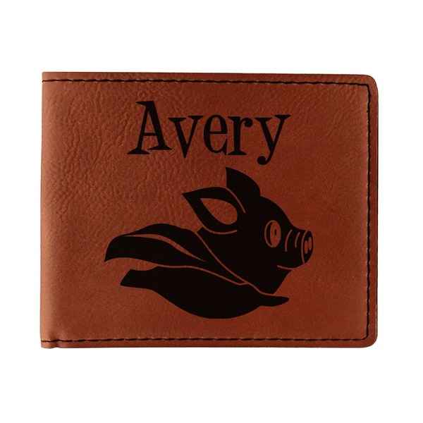 Custom Flying Pigs Leatherette Bifold Wallet - Single Sided (Personalized)