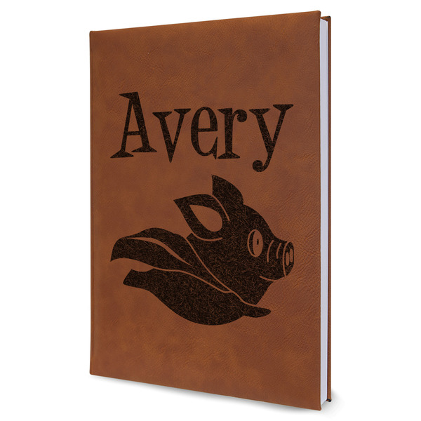 Custom Flying Pigs Leather Sketchbook (Personalized)
