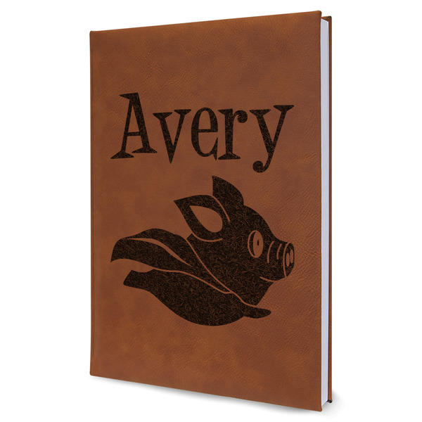 Custom Flying Pigs Leather Sketchbook - Large - Single Sided (Personalized)