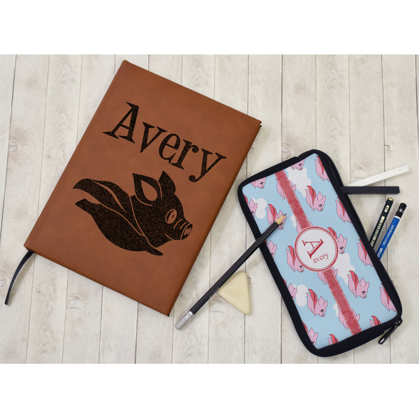 Flying Pigs Leather Sketchbook - Large - Single Sided - In Context