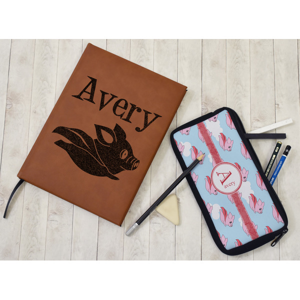 Flying Pigs Leather Sketchbook - Small - Single Sided - In Context