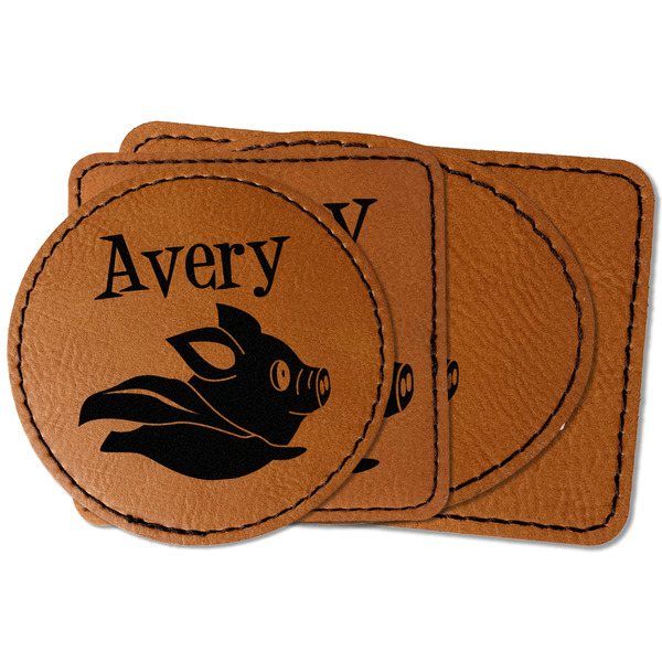 Custom Flying Pigs Faux Leather Iron On Patch (Personalized)