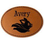 Flying Pigs Faux Leather Iron On Patch - Oval (Personalized)