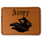 Flying Pigs Faux Leather Iron On Patch - Rectangle (Personalized)