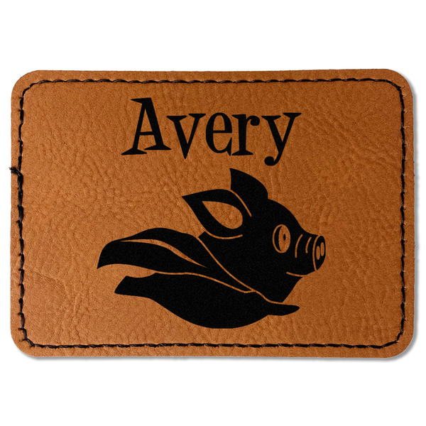 Custom Flying Pigs Faux Leather Iron On Patch - Rectangle (Personalized)