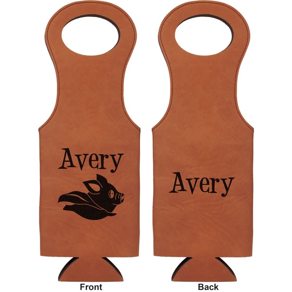 Flying Pigs Leatherette Wine Tote Double Sided - Front and Back