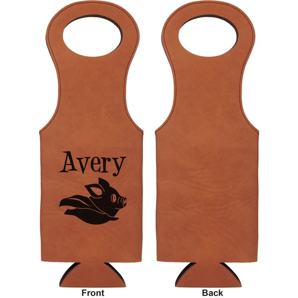 Flying Pigs Leatherette Wine Tote Single Sided - Front and Back