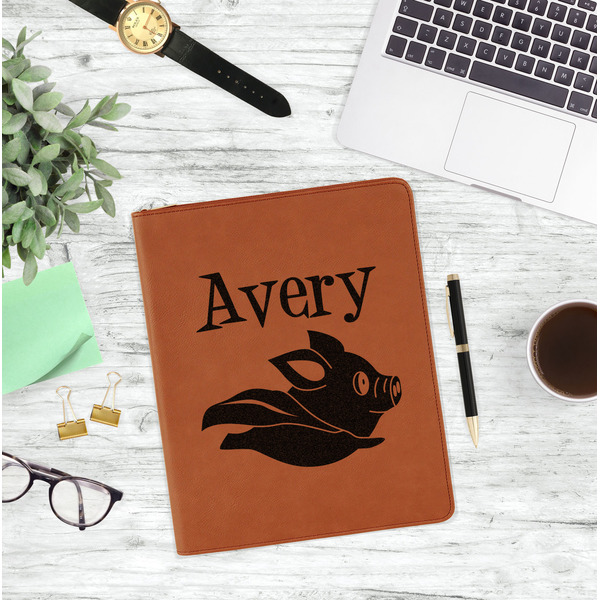 Flying Pigs Leatherette Zipper Portfolio - Lifestyle Photo