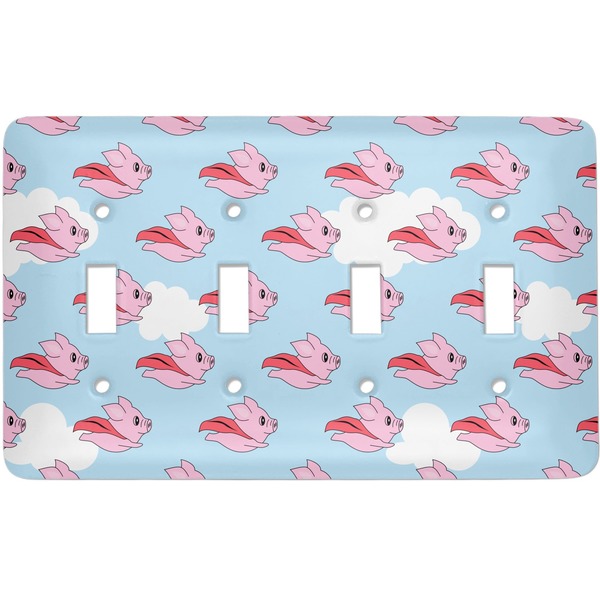 Custom Flying Pigs Light Switch Cover (4 Toggle Plate)