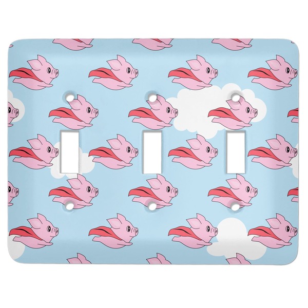 Custom Flying Pigs Light Switch Cover (3 Toggle Plate)