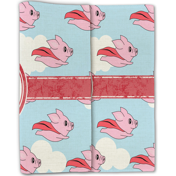 Flying Pigs Linen Placemat - Folded Half (double sided)