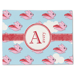 Flying Pigs Single-Sided Linen Placemat - Single w/ Name and Initial