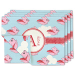 Flying Pigs Double-Sided Linen Placemat - Set of 4 w/ Name and Initial