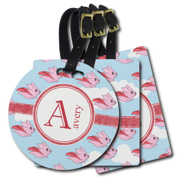 Custom Flying Pigs Plastic Luggage Tag (Personalized)