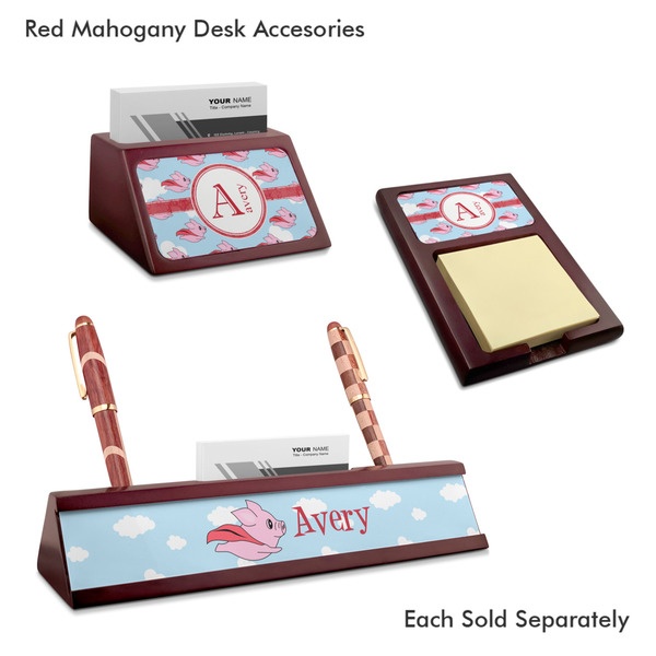 Flying Pigs Mahogany Desk Accessories