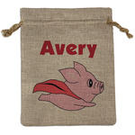 Flying Pigs Medium Burlap Gift Bag - Front (Personalized)