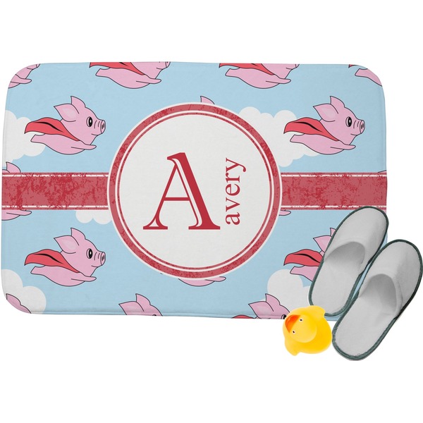 Custom Flying Pigs Memory Foam Bath Mat - 34"x21" (Personalized)