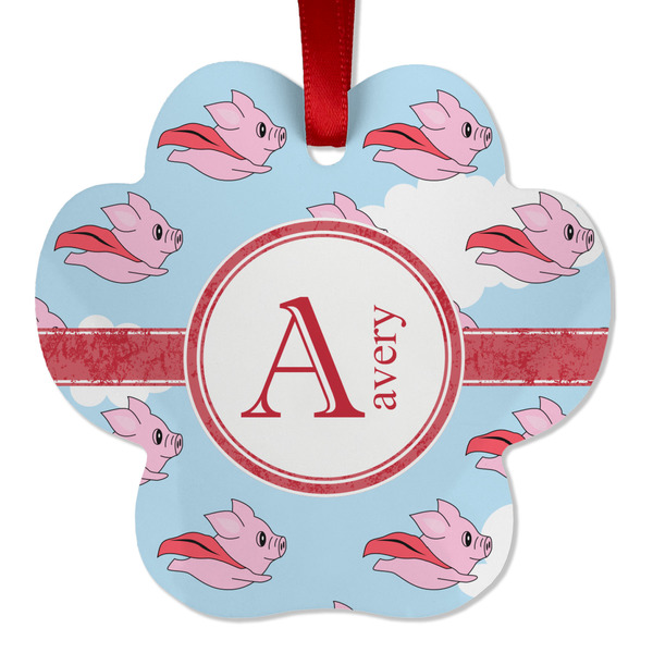 Flying Pigs Metal Paw Ornament - Front
