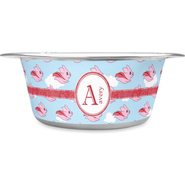Custom Flying Pigs Stainless Steel Dog Bowl - Large (Personalized)