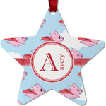 Flying Pigs Metal Star Ornament - Double Sided w/ Name and Initial