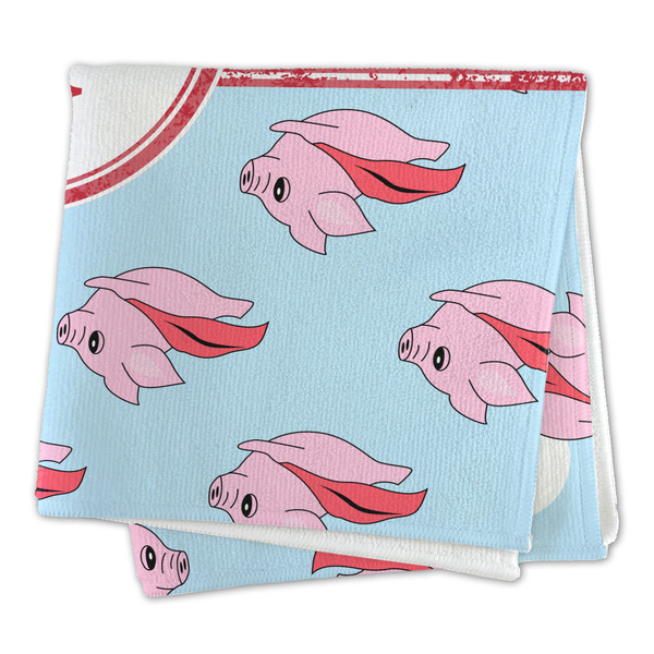Flying Pigs Microfiber Dish Rag - FOLDED (square)