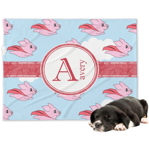 Custom Flying Pigs Dog Blanket - Large (Personalized)