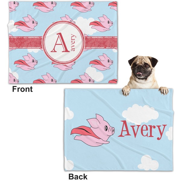 Flying Pigs Microfleece Dog Blanket - Regular - Front & Back