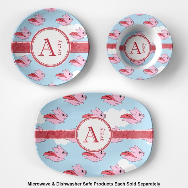 Flying Pigs Microwave & Dishwasher Safe CP Plastic Dishware - Group