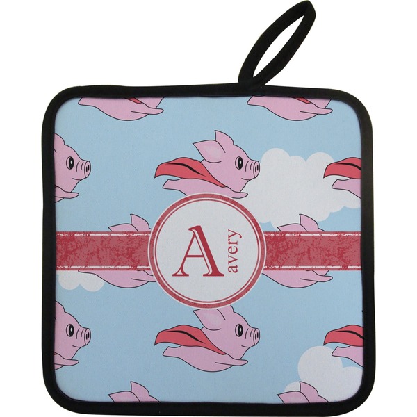 Custom Flying Pigs Pot Holder w/ Name and Initial