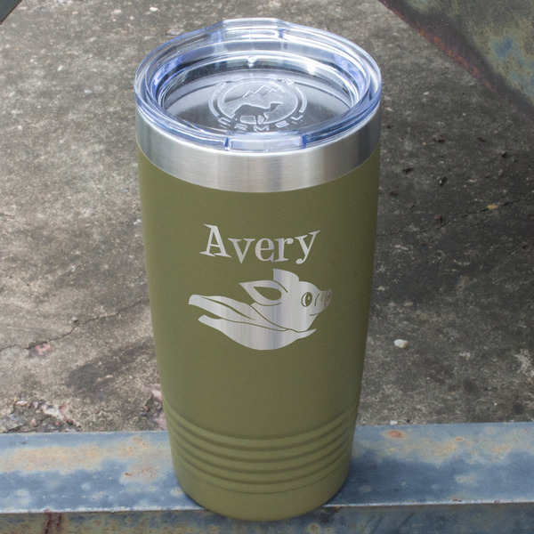 Flying Pigs Olive Polar Camel Tumbler - 20oz - Angled