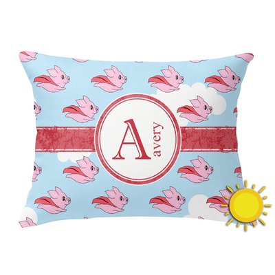 Flying Pigs Outdoor Throw Pillow (Rectangular) (Personalized)