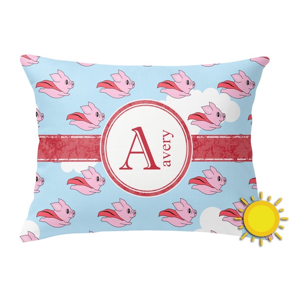 Custom Flying Pigs Outdoor Throw Pillow (Rectangular) (Personalized)
