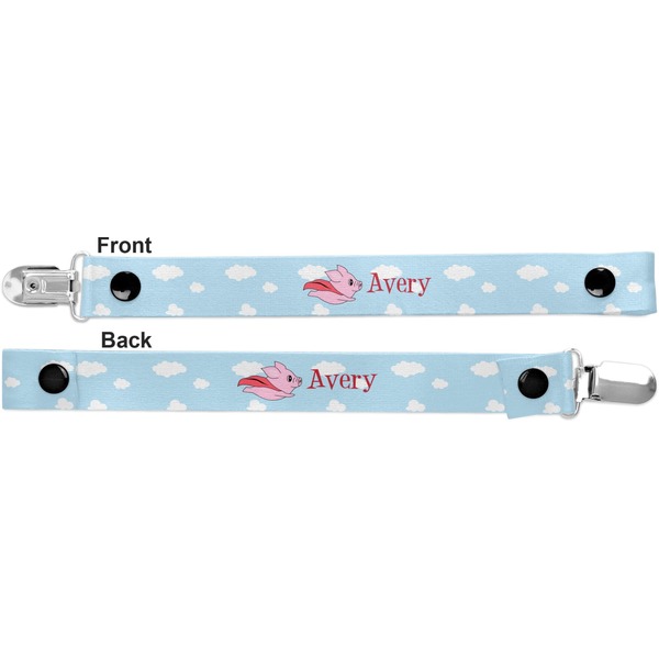 Flying Pigs Pacifier Clip - Front and Back