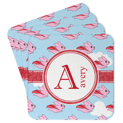 Flying Pigs Paper Coasters w/ Name and Initial