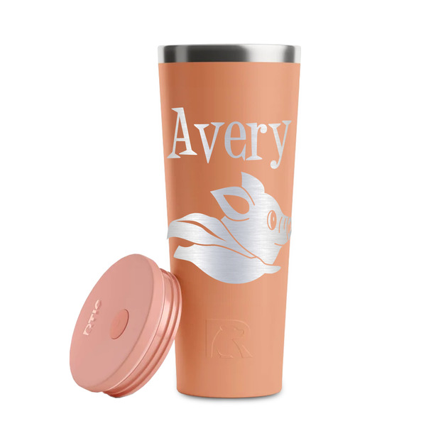 Flying Pigs Peach RTIC Everyday Tumbler - 28 oz. - Lid Off